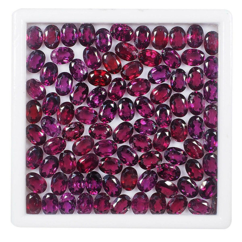 Natural Rhodolite Garnet Loose Untreated Gemstones Lot 20 Pcs 6mm*4mm Oval Cut - Jalvi & Co.