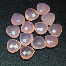 Load image into Gallery viewer, Natural Rose Chalcedony Faceted Heart Briolette Matching Pair Beads 10pc 14mm - Jalvi &amp; Co.