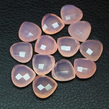 Load image into Gallery viewer, Natural Rose Chalcedony Faceted Heart Briolette Matching Pair Beads 4pc 14mm - Jalvi &amp; Co.