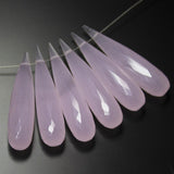 Natural Rose Chalcedony Faceted Tear Drop Beads 30x7mm 4pc