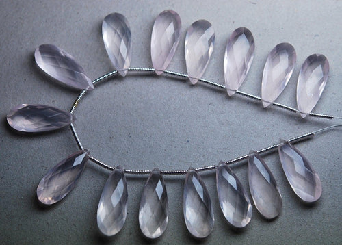 Natural Rose Quartz Faceted Pear Drop Gemstone Loose Pair Craft Beads 4pc 20X8mm - Jalvi & Co.