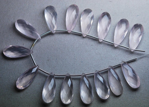 Natural Rose Quartz Faceted Pear Drop Gemstone Loose Pair Craft Beads 4pc 20X8mm - Jalvi & Co.