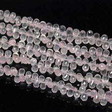 Load image into Gallery viewer, Natural Rose Quartz Faceted Tear Drop Beads 8mm 10mm 6inches - Jalvi &amp; Co.