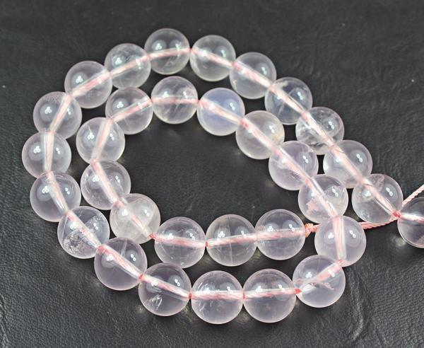 Natural Rose Quartz Smooth Round Ball Gemstone Loose Beads Strand 12mm 16" - Jalvi & Co.