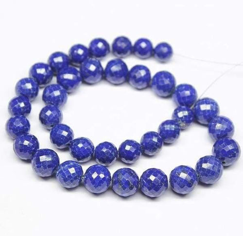 Natural Royal Blue Lapis Lazuli Faceted Loose Round Ball Beads Strand 8mm 9