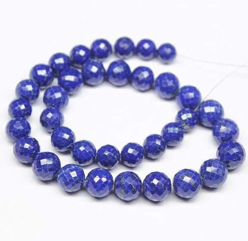 Natural Royal Blue Lapis Lazuli Faceted Loose Round Ball Beads Strand 8mm 9