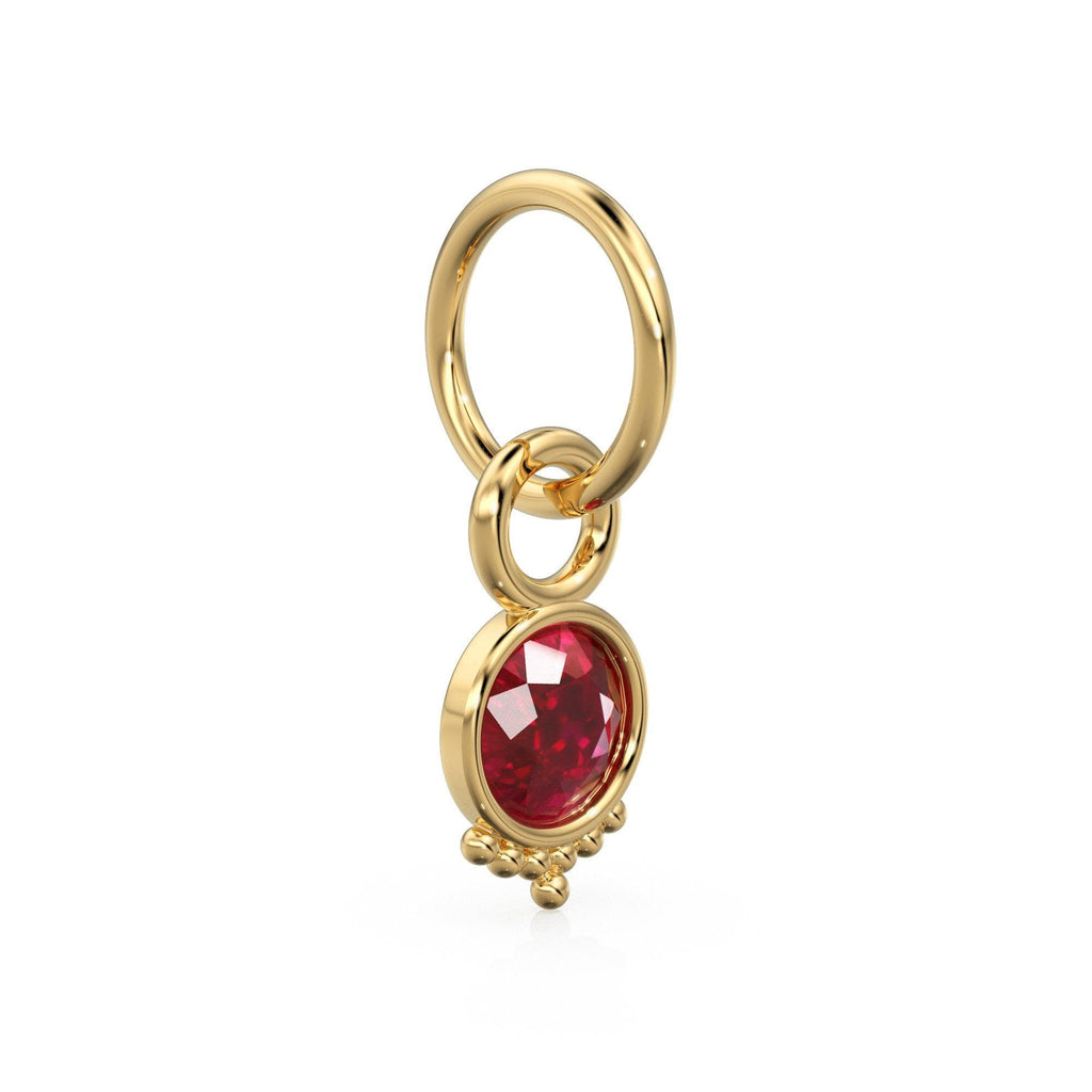 Natural Ruby Charm, 18k Solid Gold Charm, Handmade Gold Charm, Designer Charm Pendant, Charms Necklace, Ruby Charm - Jalvi & Co.