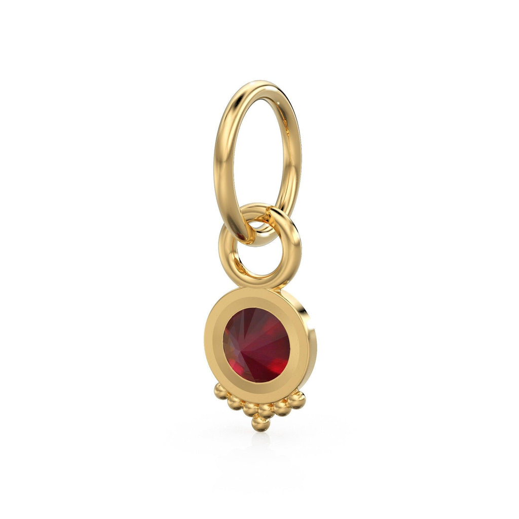 Natural Ruby Charm, 18k Solid Gold Charm, Handmade Gold Charm, Designer Charm Pendant, Charms Necklace, Ruby Charm - Jalvi & Co.