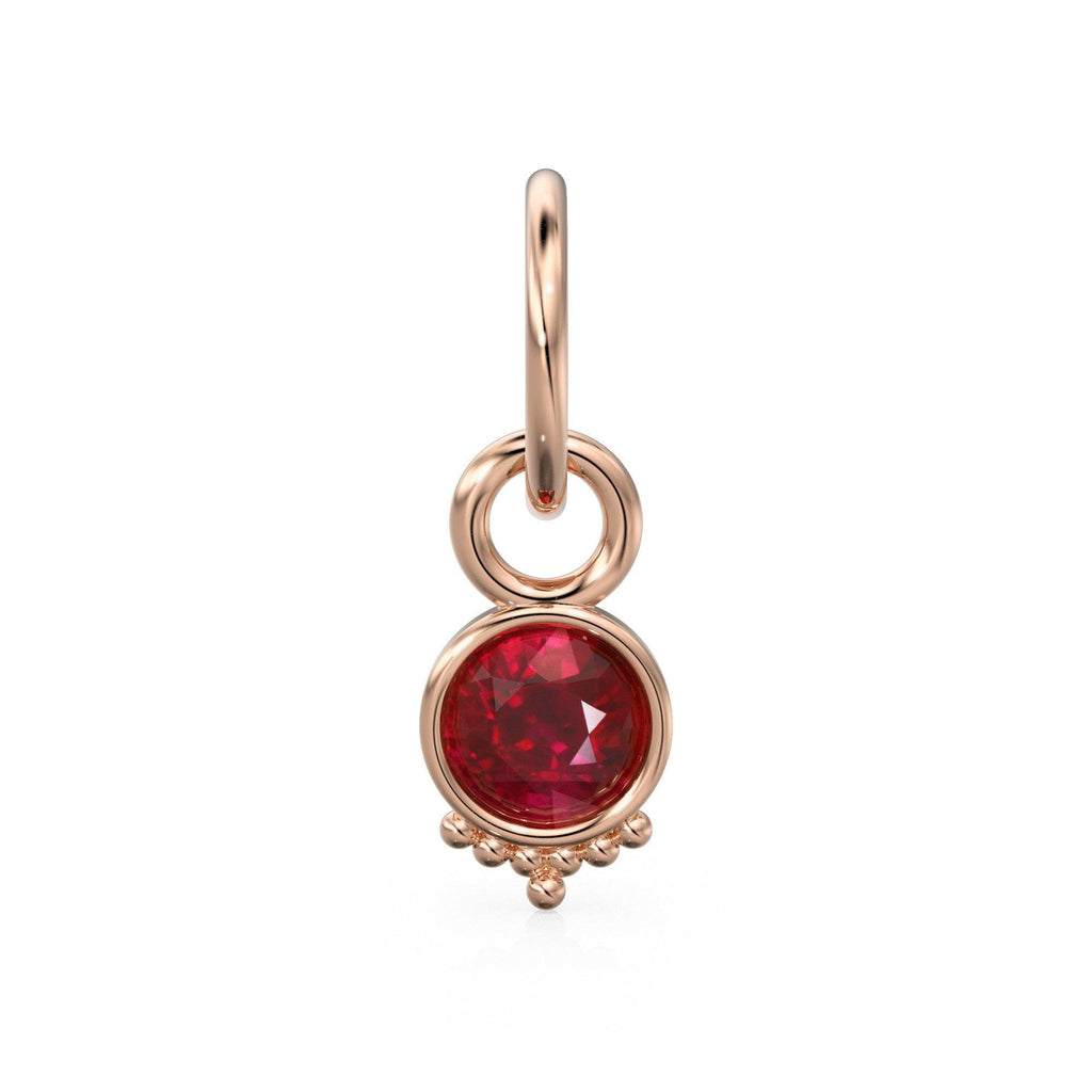 Natural Ruby Charm, 18k Solid Gold Charm, Handmade Gold Charm, Designer Charm Pendant, Charms Necklace, Ruby Charm - Jalvi & Co.