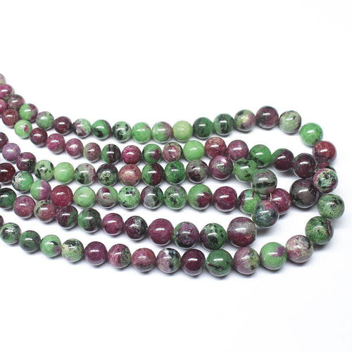 Natural Ruby Zoisite Smooth Round Ball Gemstone Loose Beads Strand 7
