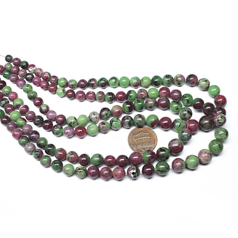 Natural Ruby Zoisite Smooth Round Ball Gemstone Loose Beads Strand 7" 5mm 9mm - Jalvi & Co.