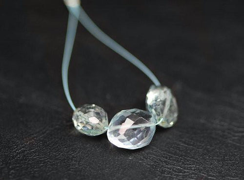 Natural Santa Marie Blue Aquamarine Faceted Nugget Tumble Beads 3pc 11mm 13mm - Jalvi & Co.