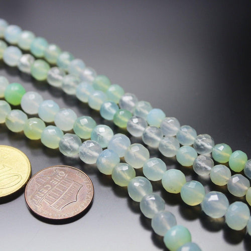 Natural Seafoam Green Chalcedony Round Cut Loose Gemstone Beads Strand 16