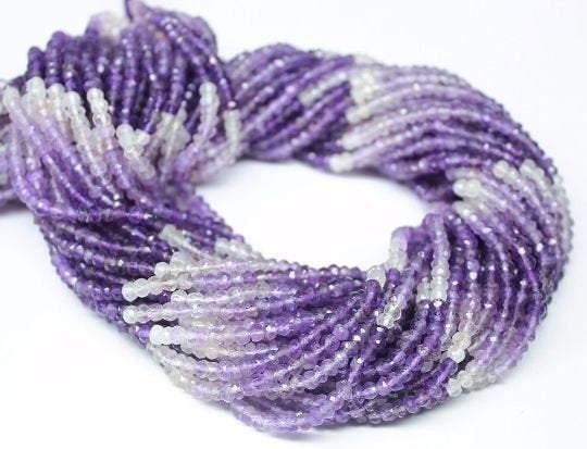 Natural Shaded Amethyst Faceted Rondelle Gemstone Loose Beads Strand 3mm 14" - Jalvi & Co.
