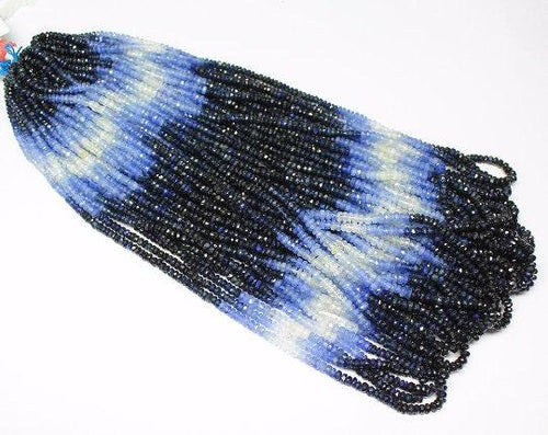 Natural Shaded Blue Sapphire Faceted Rondelle Loose Gemstone Beads 2.5-3 mm 16