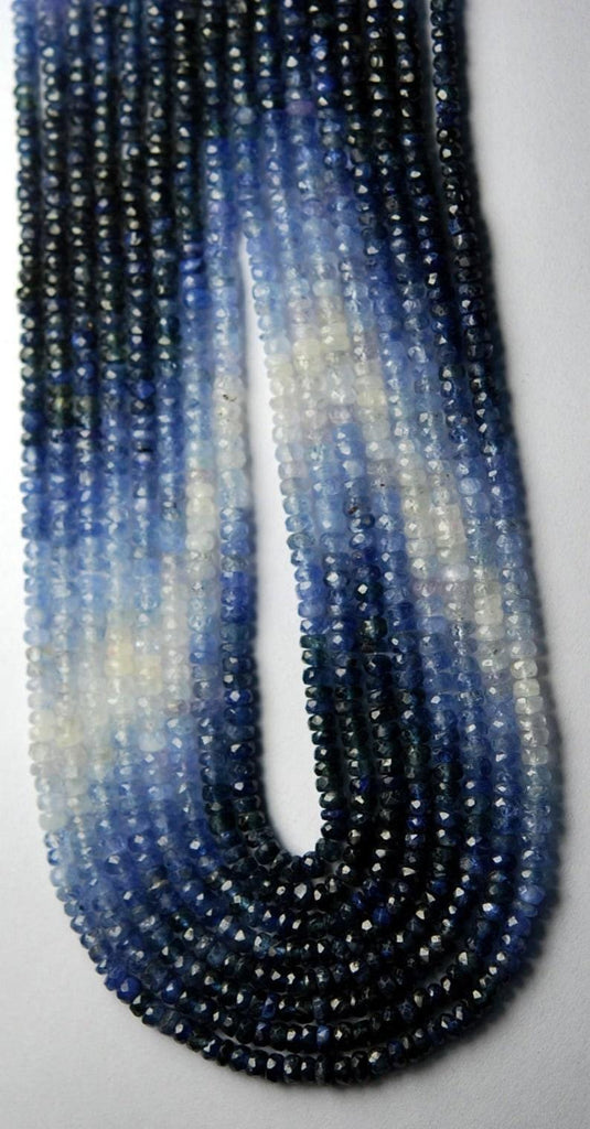 Natural Shaded Blue Sapphire Faceted Rondelle Loose Gemstone Beads 2.5-3 mm 16" - Jalvi & Co.