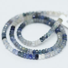 Load image into Gallery viewer, Natural Shaded Blue Sapphire Faceted Rondelle Loose Gemstone Beads 8&quot; 3mm 4mm - Jalvi &amp; Co.