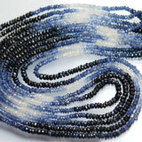 Natural Shaded Blue Sapphire Gemstone Faceted Rondelle Bead Strand 2.5mm 3mm 15