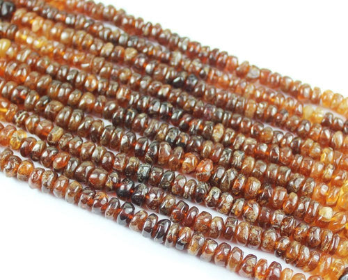 Natural Shaded Hessonite Garnet Smooth Rondelle Spacer Beads Strand 13