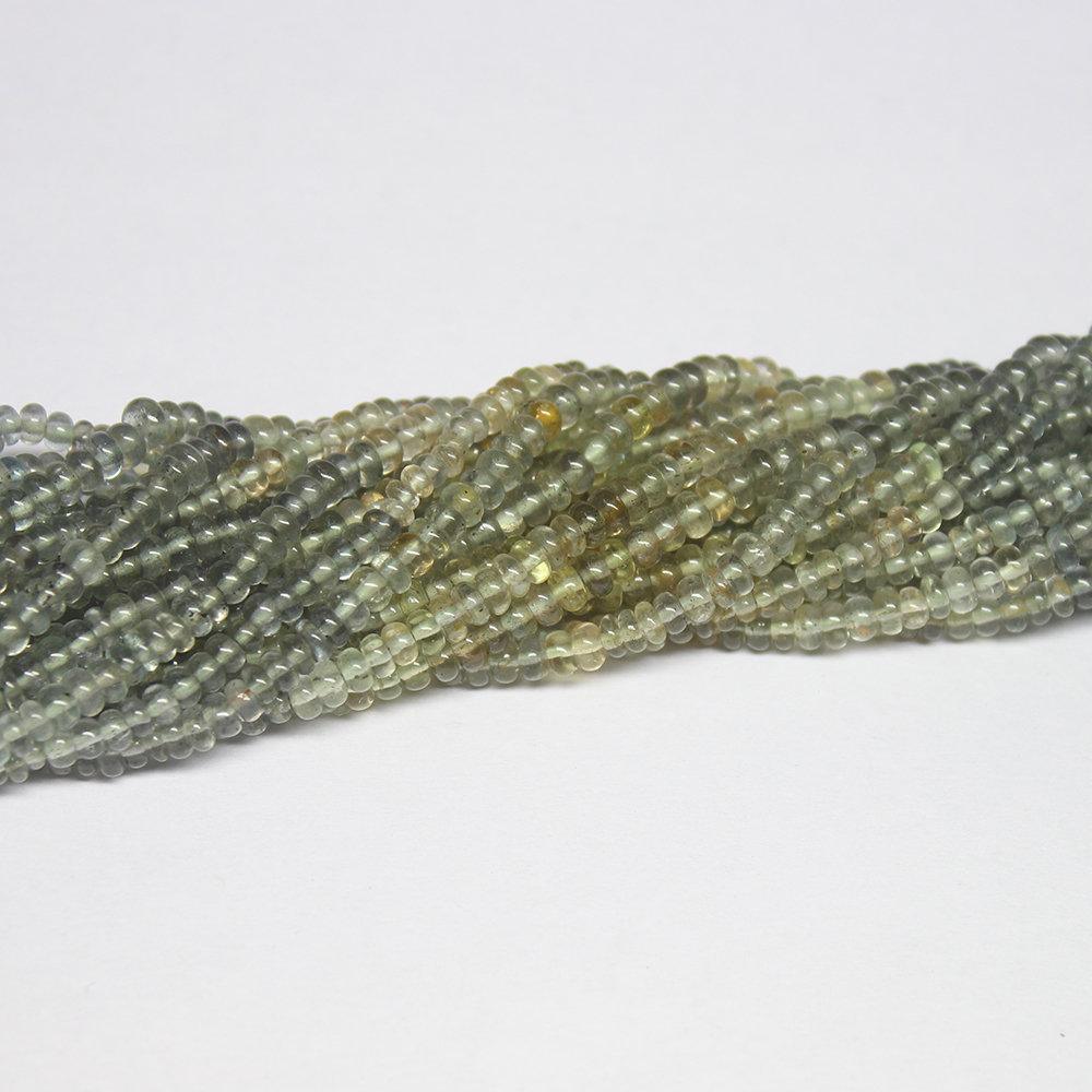 Natural Shaded Moss Aquamarine Smooth Loose Rondelle Beads Strand 3mm 3.5mm 13" - Jalvi & Co.