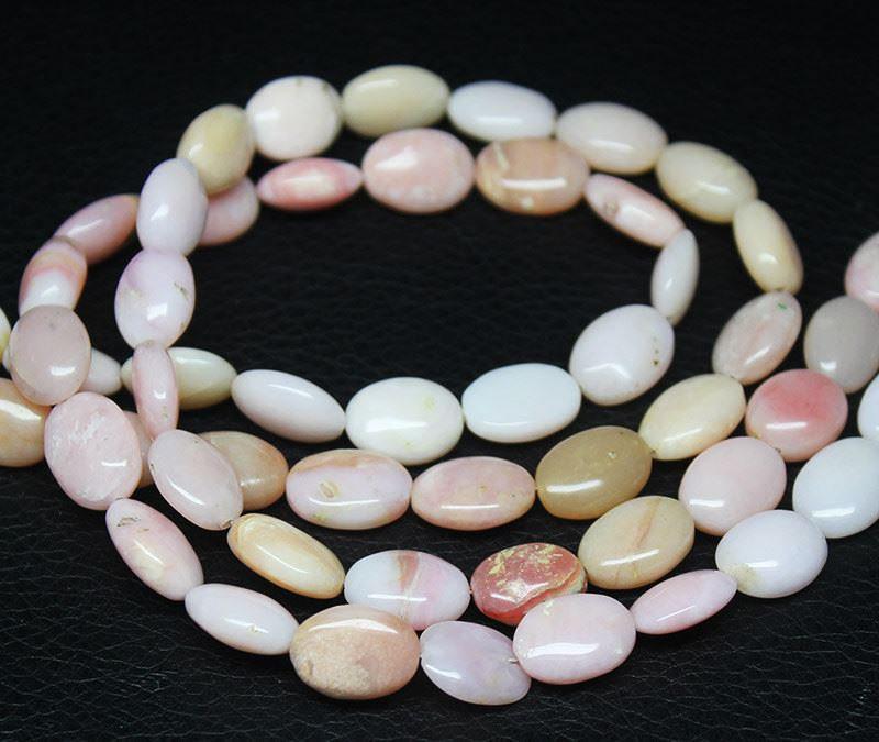 Natural Shaded Pink Opal Smooth Oval Loose Gemstone Beads Strand 14mm 12mm 16" - Jalvi & Co.