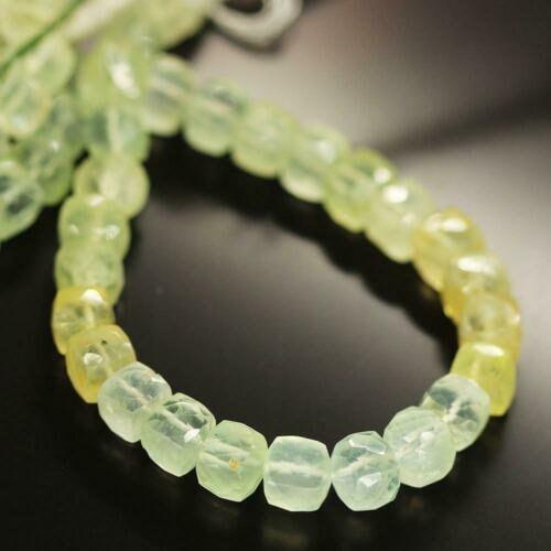Natural Shaded Prehnite Faceted 3D Cube Square Shape Loose Gemstone Beads 8
