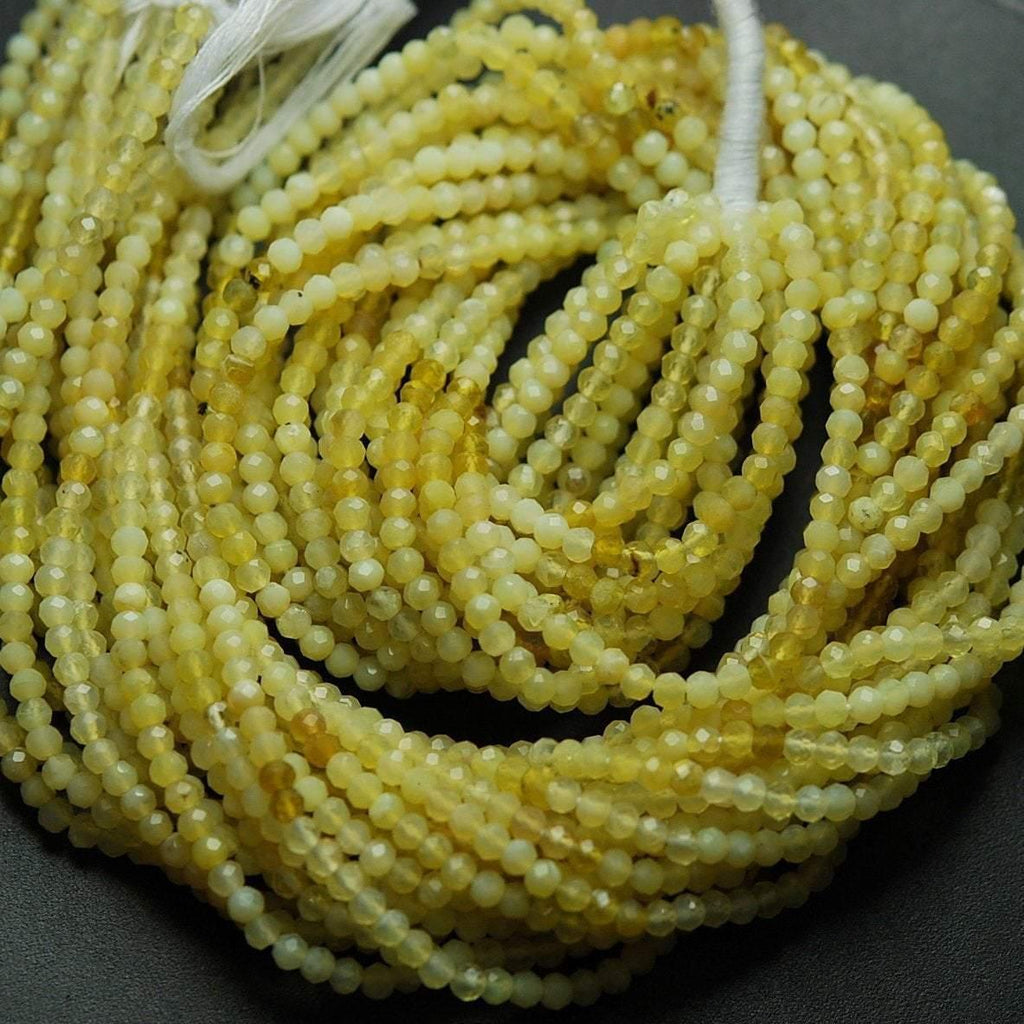 Natural Shaded Yellow Opal Micro Faceted Rondelle Loose Gemstone Beads 13" 2mm - Jalvi & Co.