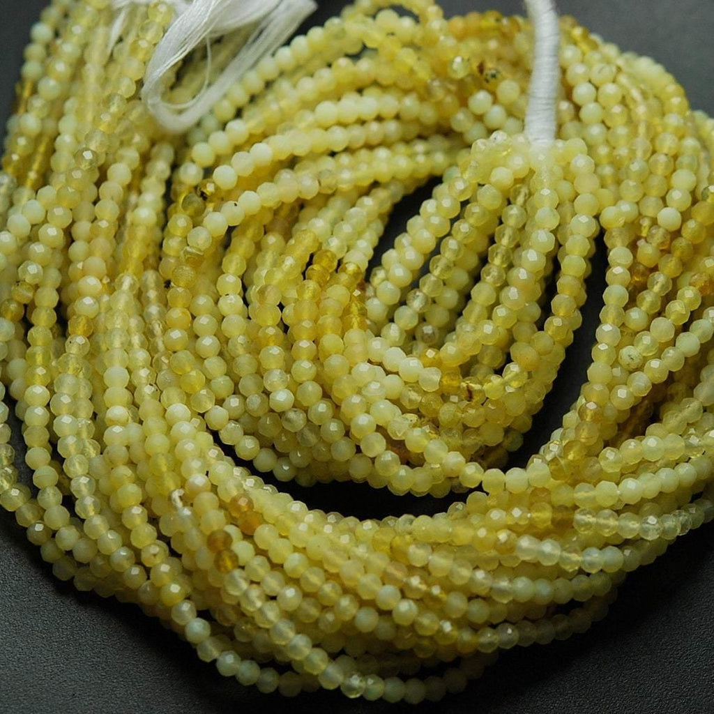 Natural Shaded Yellow Opal Micro Faceted Rondelle Loose Gemstone Beads 13" 2mm - Jalvi & Co.