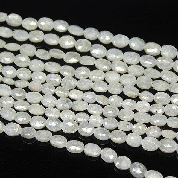 Natural Silverite Faceted Oval Spacer Gemstone Loose Beads Strand 6mm 8" - Jalvi & Co.