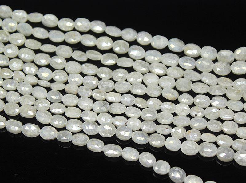 Natural Silverite Faceted Oval Spacer Gemstone Loose Beads Strand 6mm 8" - Jalvi & Co.