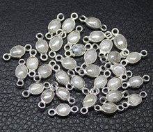 Load image into Gallery viewer, Natural Silverite Oval 925 Sterling Silver Bezel Connector Finding 4pc 12mm - Jalvi &amp; Co.