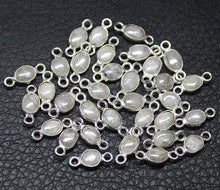 Load image into Gallery viewer, Natural Silverite Oval 925 Sterling Silver Bezel Connector Finding 4pc 12mm - Jalvi &amp; Co.