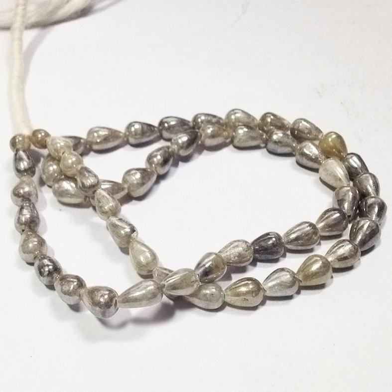 Natural Silverite Smooth Teardrop Briolette Gemstone Loose Beads Strand 8" 8mm - Jalvi & Co.