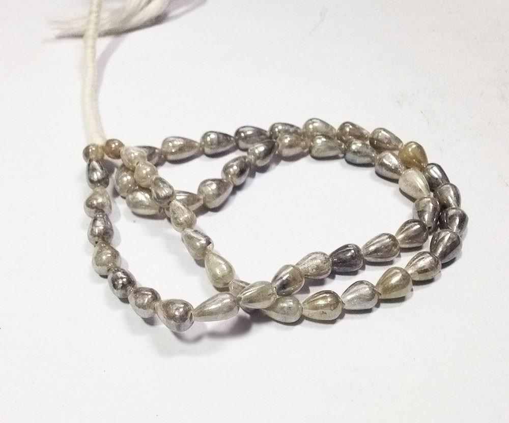 Natural Silverite Smooth Teardrop Briolette Gemstone Loose Beads Strand 8" 8mm - Jalvi & Co.