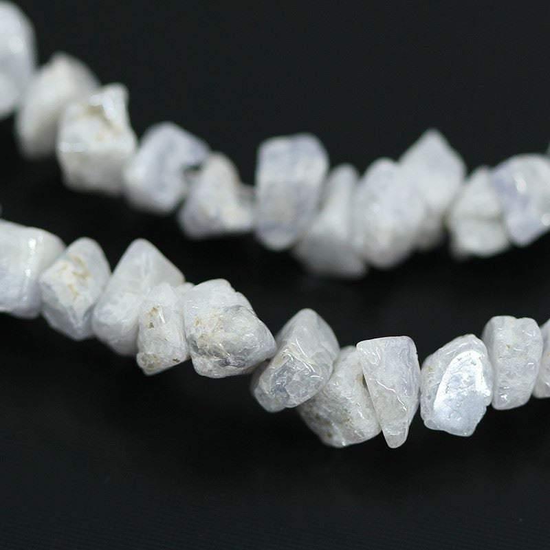 Natural Silverite White Tumble Nugget Uneven Rough Gemstone Beads 5mm 6mm 7" - Jalvi & Co.