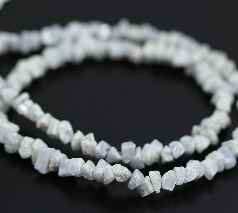 Natural Silverite White Tumble Nugget Uneven Rough Gemstone Beads 5mm 6mm 7" - Jalvi & Co.