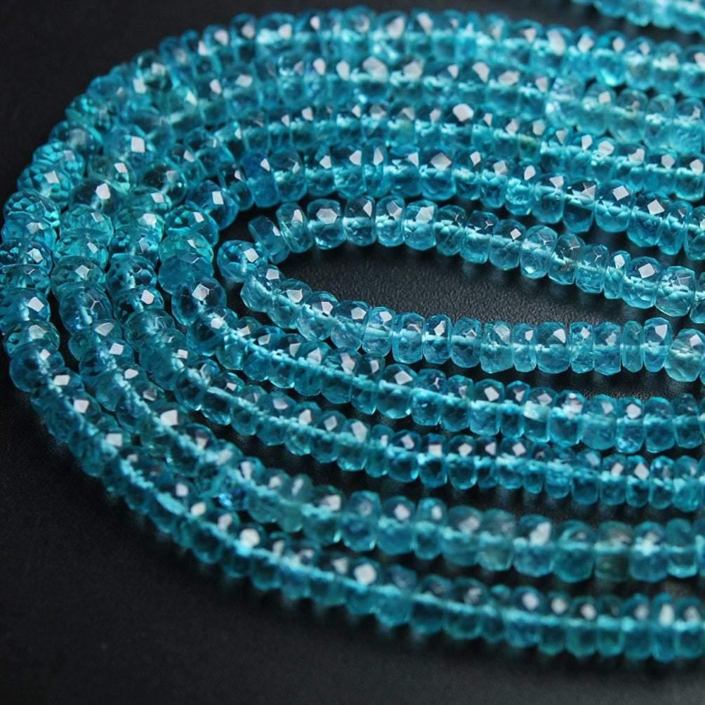Natural Sky Blue Apatite Faceted Rondelle Loose Gemstone Spacer Beads 13" 5mm - Jalvi & Co.