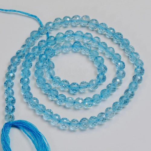 Natural Sky Blue Topaz Faceted Round Beads 4mm 11