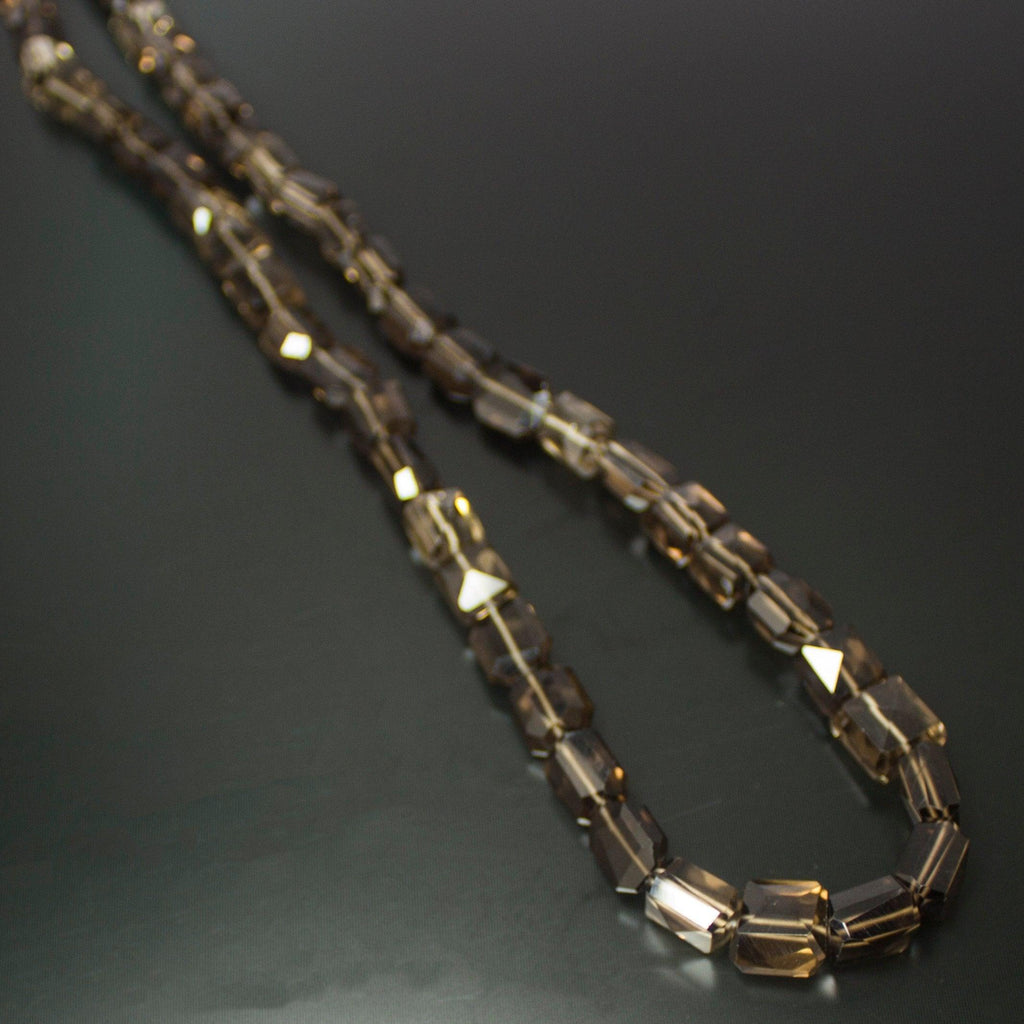 Natural Smoky Quartz Faceted Nugget Beads Necklace 7mm 10mm 20inches - Jalvi & Co.