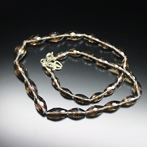 Natural Smoky Quartz Faceted Puff Marquise Gemstone Necklace Beads 19mm 11mm 16