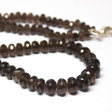 Load image into Gallery viewer, Natural Smoky Quartz Faceted Rondelle Beads Necklace 5.5mm 8mm 19inches - Jalvi &amp; Co.