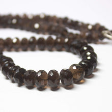 Load image into Gallery viewer, Natural Smoky Quartz Faceted Rondelle Beads Necklace 5.5mm 8mm 19inches - Jalvi &amp; Co.