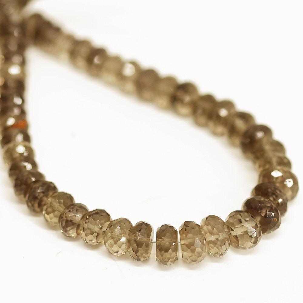 Natural Smoky Quartz Faceted Rondelle Gemstone Loose Beads Strand 6mm 9mm 8" - Jalvi & Co.