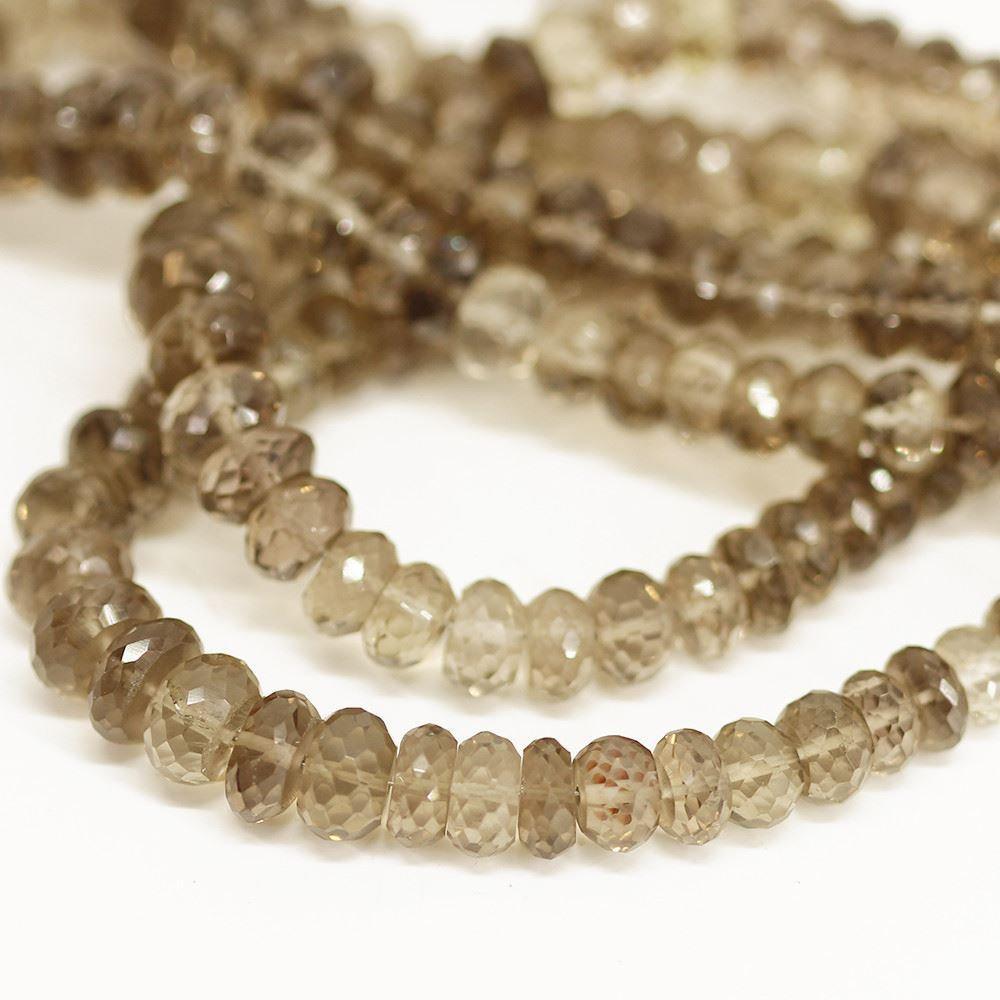 Natural Smoky Quartz Faceted Rondelle Gemstone Loose Beads Strand 6mm 9mm 8" - Jalvi & Co.