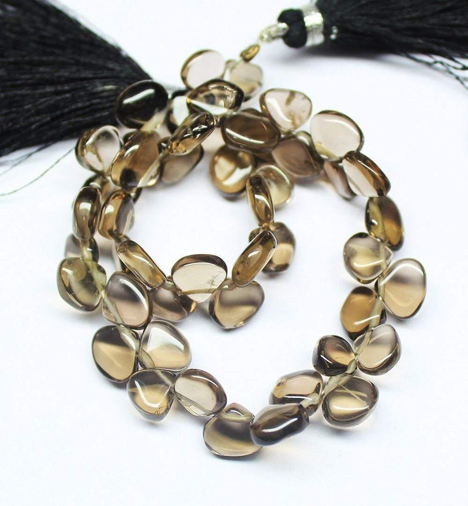 Natural Smoky Quartz Smooth Heart Briolette Loose Gemstone Beads Strand 6mm 8" - Jalvi & Co.