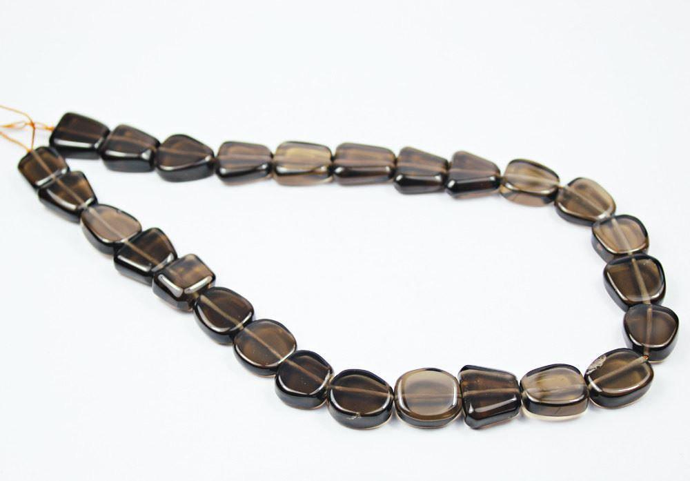 Natural Smoky Quartz Smooth Oval Uneven Craft Loose Spacer Beads 25mm 30mm 14" - Jalvi & Co.