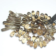 Load image into Gallery viewer, Natural Smoky Quartz Smooth Tear Drop Spacer Beads Strand 10mm 23mm 10&quot; 67pc - Jalvi &amp; Co.