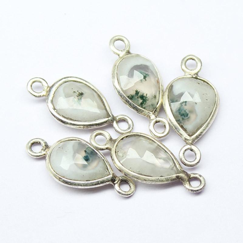 Natural Solar Quartz Faceted Pear Sterling 925 Silver Bezel Connector 5pc 19mm - Jalvi & Co.