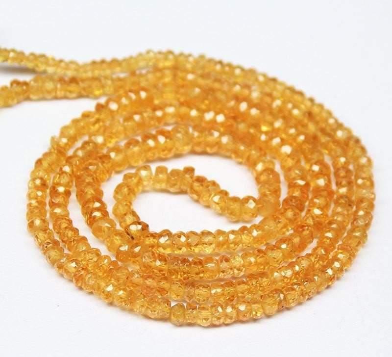 Natural Spessartine Orange Garnet Rondelle Faceted Beads Strand 16" 3mm 4mm - Jalvi & Co.