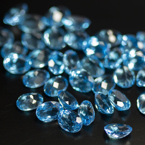 Natural Swiss Blue Topaz Oval Cut Loose Gemstone 5pc 8x6mm - Jalvi & Co.